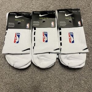 Nike Elite White and Black Basketball Crew Socks